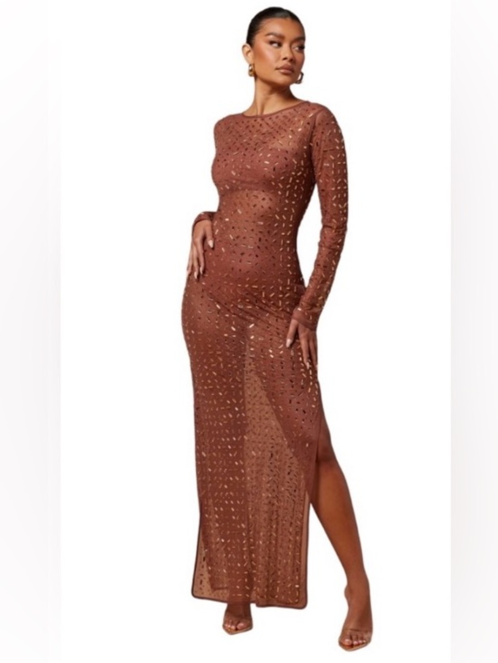 Fashion Nova Luxe Sheer Maxi Dress with Embellishment- Size XL - NWT!